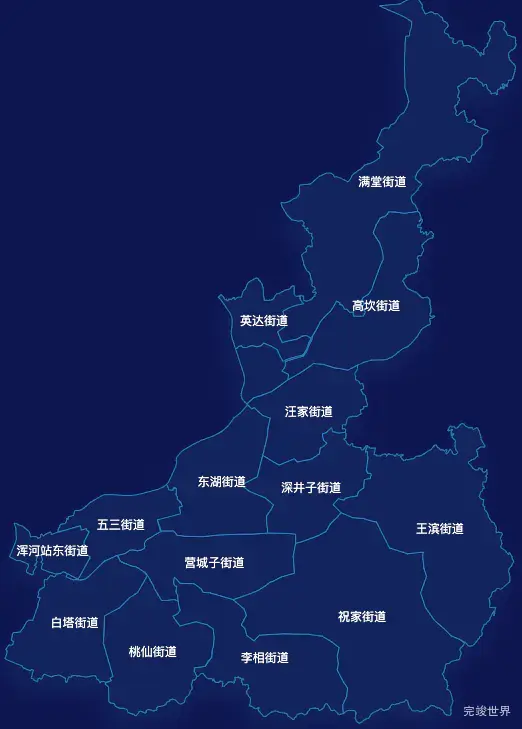 echarts沈阳市浑南区geoJson地图地图下钻展示